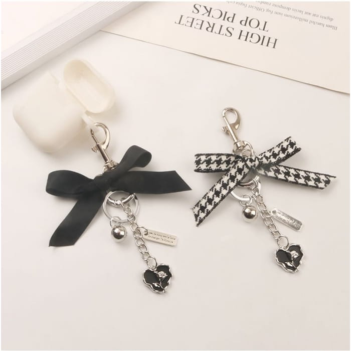 Ribbon Heart Bag Charm Keyring (Various Designs)