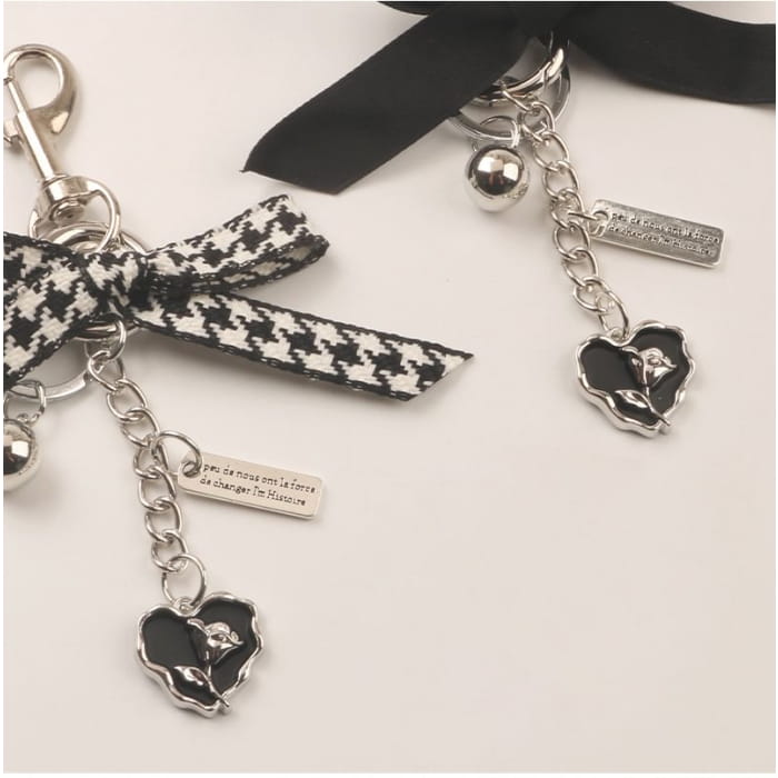 Ribbon Heart Bag Charm Keyring (Various Designs)