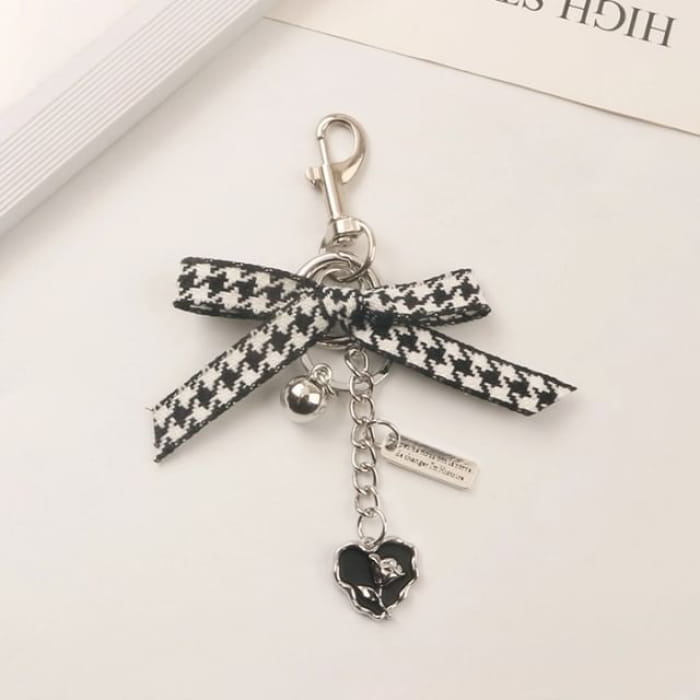 Ribbon Heart Bag Charm Keyring (Various Designs) - Q1049-2