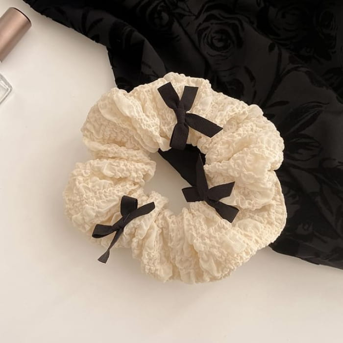 Ribbon Mesh Scrunchie - 487 - White / One Size