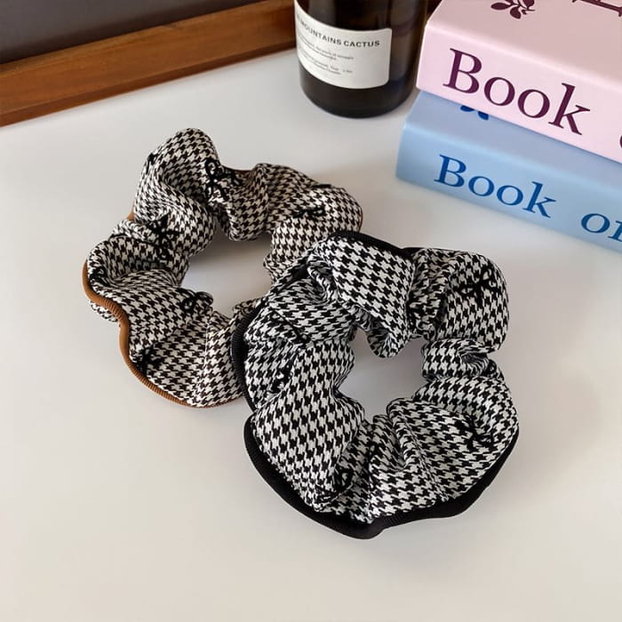 Ribbon Pattern Plaid Scrunchie - Hair Fashion Accessories