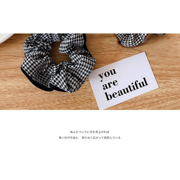 Ribbon Pattern Plaid Scrunchie - Hair Fashion Accessories