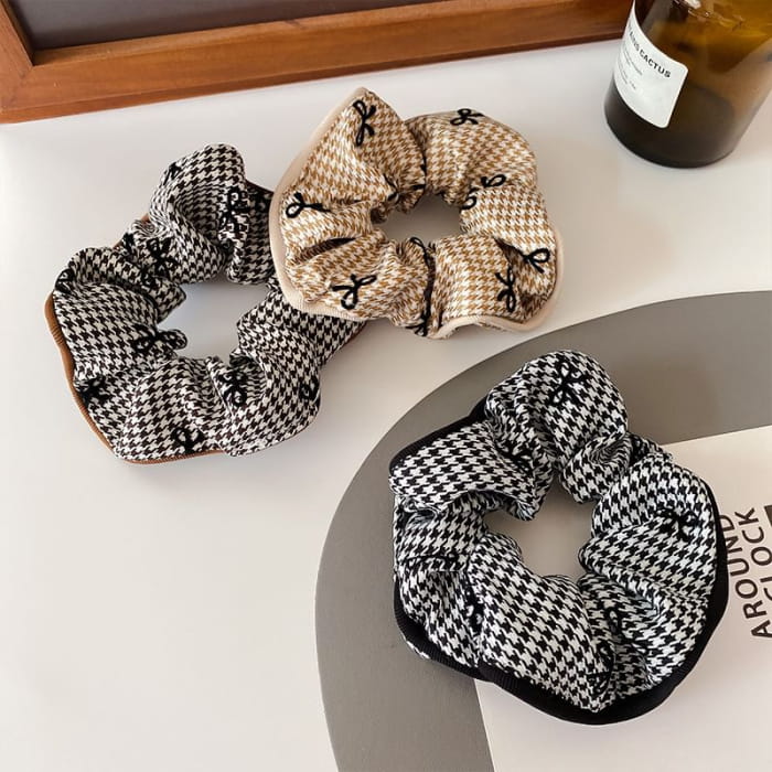 Ribbon Pattern Plaid Scrunchie - Hair Fashion Accessories