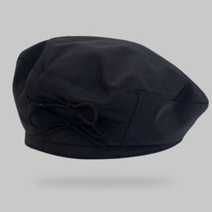 Ribbon Plain Beret - Black / One Size