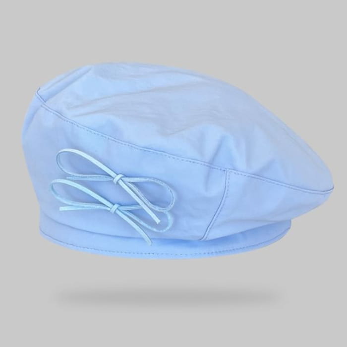 Ribbon Plain Beret - Blue / One Size