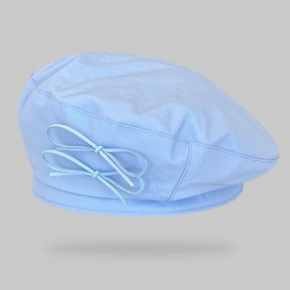 Ribbon Plain Beret - Blue / One Size