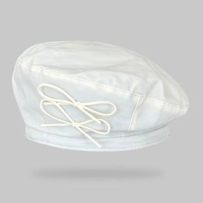 Ribbon Plain Beret - White / One Size