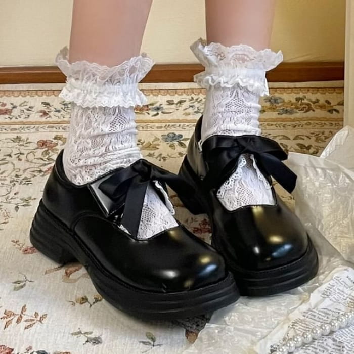 Ribbon Platform Mary Jane Shoes