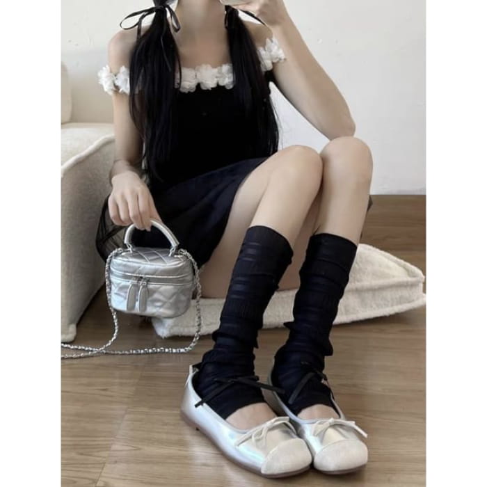 Ribbon Socks / Leg Warmer - Black / One Size