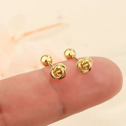 Rose Ear Stud - 1 Pair - Gold / One Size