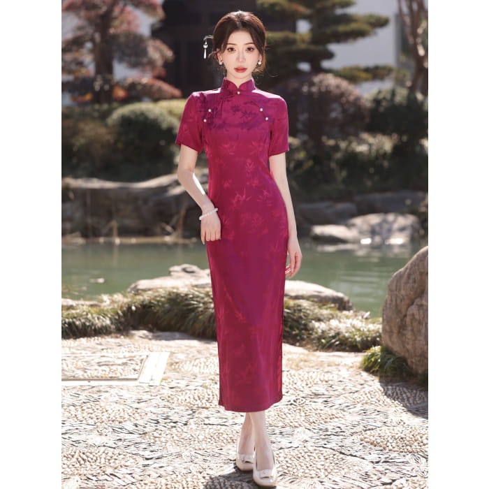 Rose Red Embodies Cheongsam - Female Hanfu