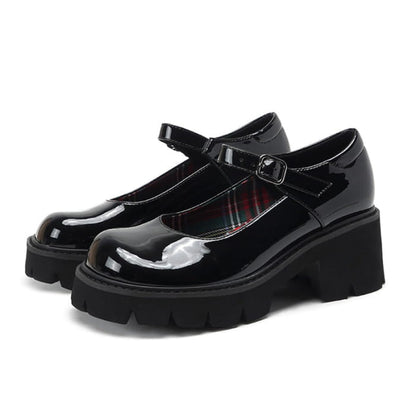 Round Toe Buckle Chunky Mary Janes Shoes