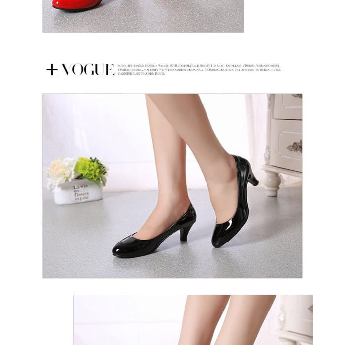 Round Toe Kitten Heel Pumps