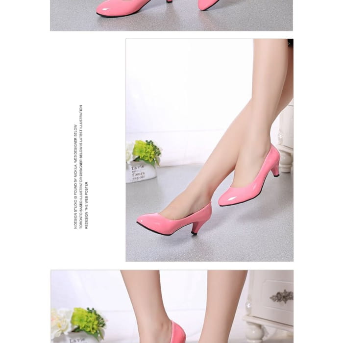 Round Toe Kitten Heel Pumps