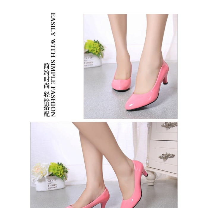 Round Toe Kitten Heel Pumps