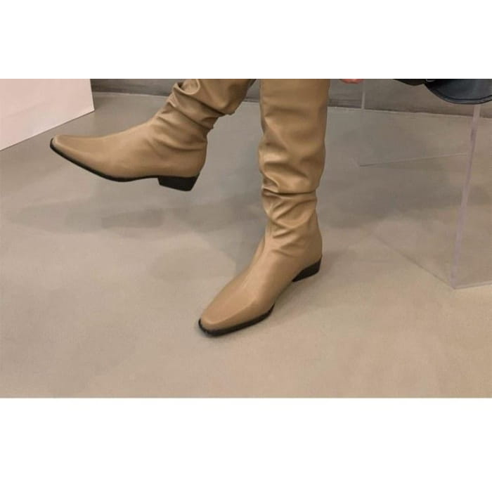 Ruched Mid-Calf Boots - Shoes