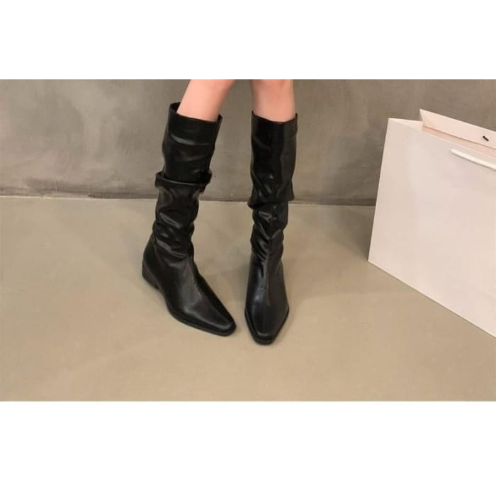 Ruched Mid-Calf Boots - Shoes