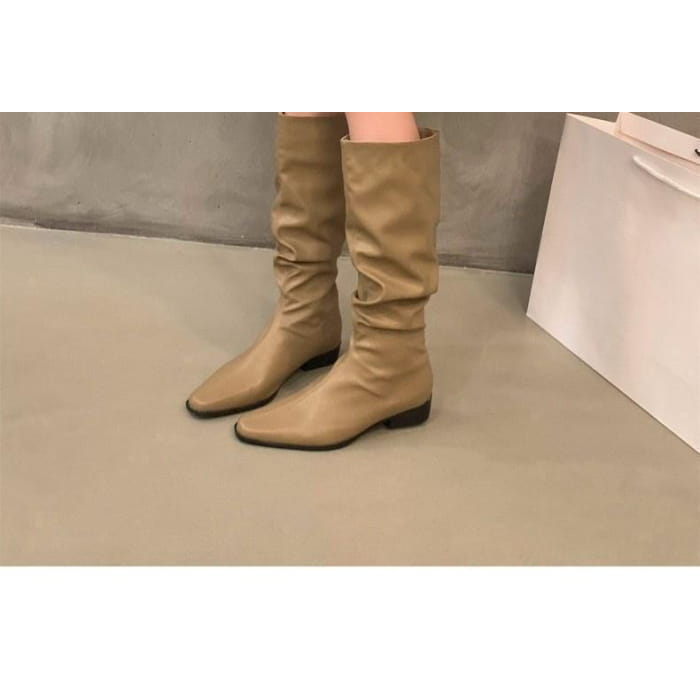 Ruched Mid-Calf Boots - Shoes