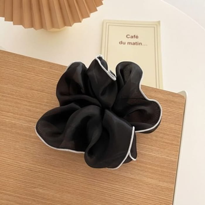 Ruffle Mesh Scrunchie - 374 - Black / L