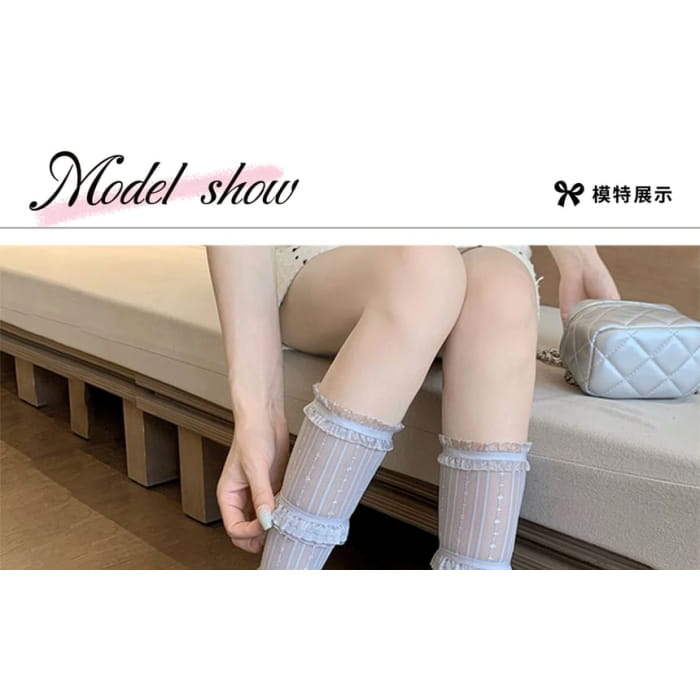 Ruffle Trim Mesh Socks / Set