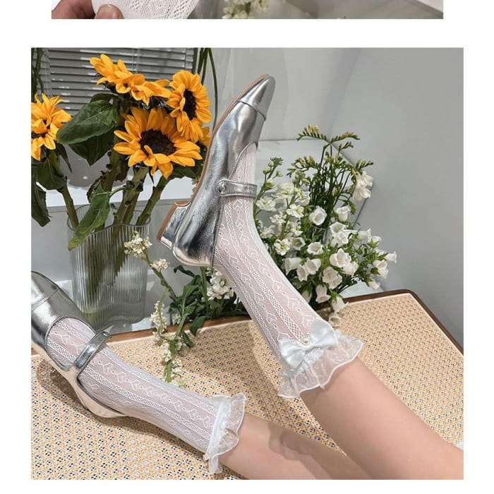 Ruffled Bow Lace Socks