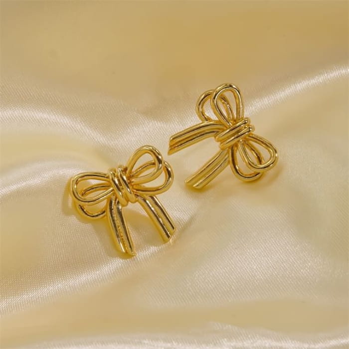 S925 Ribbon Earrings - Gold / One Size