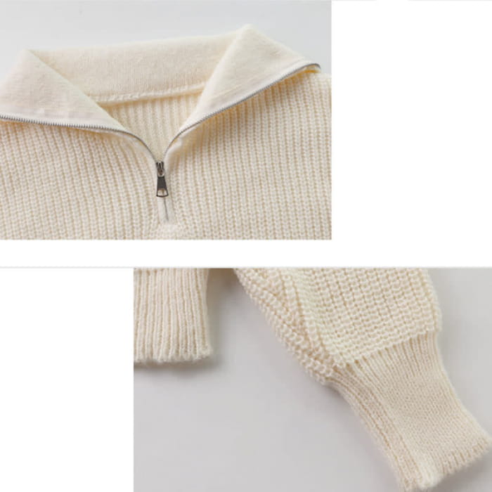 Sailor Collar Zipper Sweater Casual Pants Set