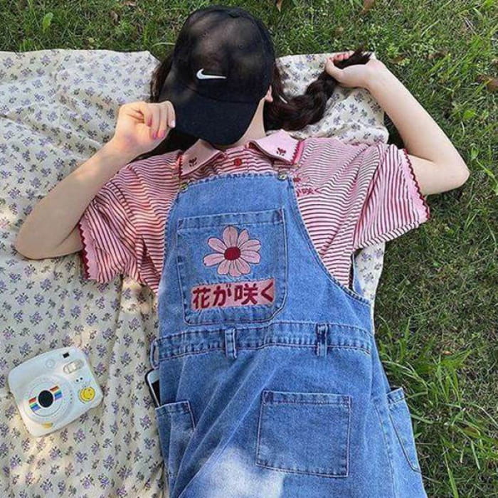 Sakura Embroidery Denim Shorts - Dress