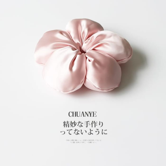 Satin Flower Scrunchie - 3#Pink / One Size