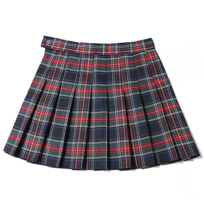 School Spirit Plaid Skirt - XS / Green/red