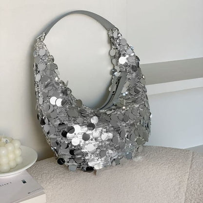 Sequin Hobo Bag - Silver / One SIze