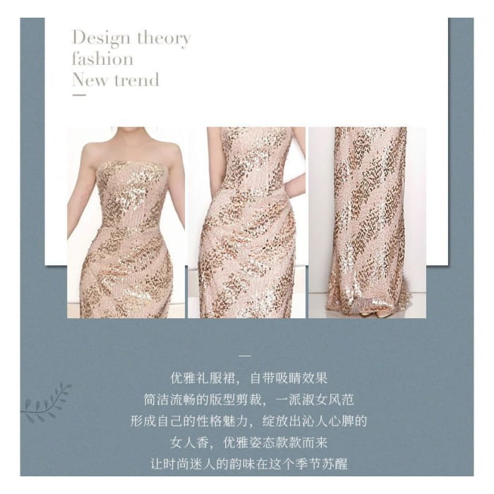 Sequin Sheath Tube Evening Gown - Dress