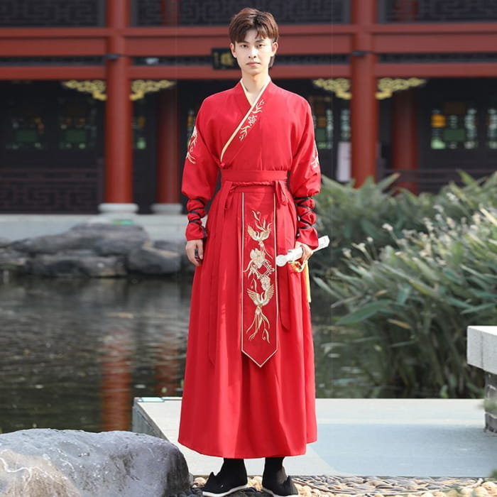 Set: Embroidered Hanfu Top + Skirt