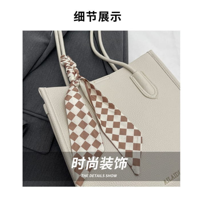 Set: Faux Leather Lettering Tote Bag + Flap Crossbody