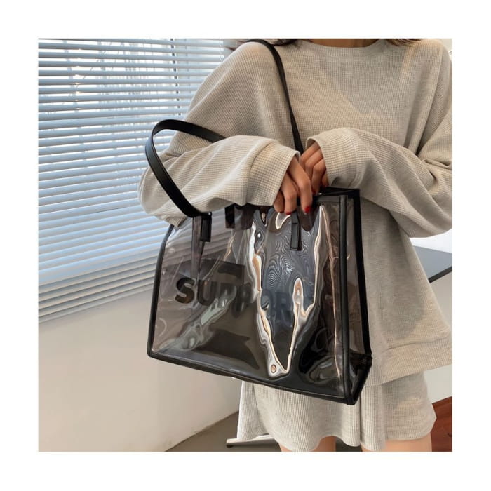 Set: Lettering PVC Tote Bag + Pouch