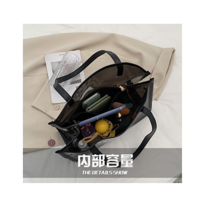 Set: Lettering PVC Tote Bag + Pouch