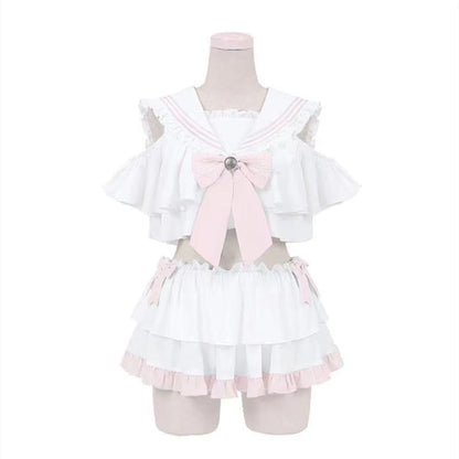 Set: Lolita Sailor Collar Swim Top + Skirt