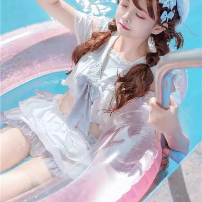 Set: Lolita Sailor Collar Swim Top + Skirt - With Pads