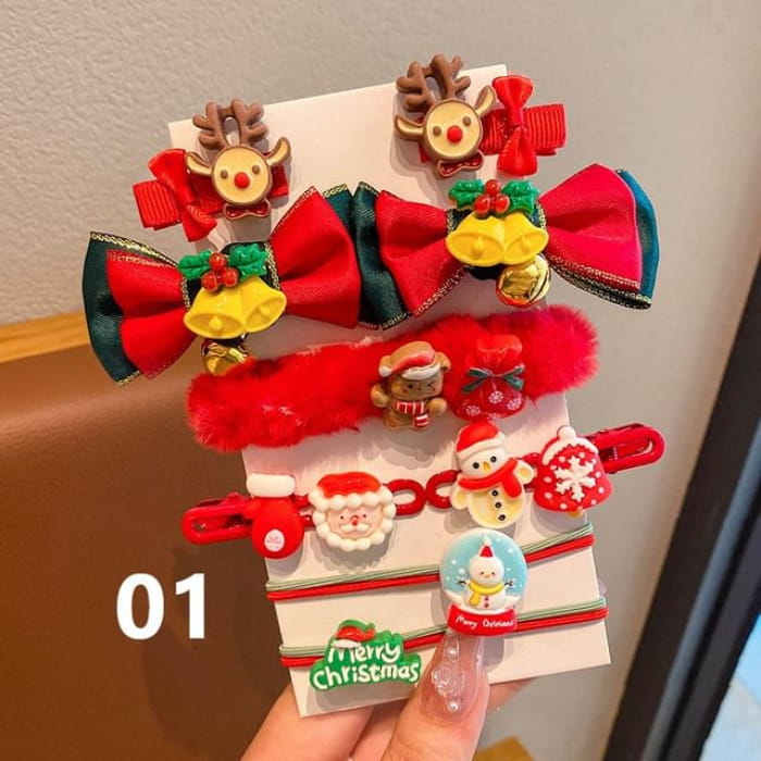 Set of 10: Christmas Cartoon Hair Clip / Tie / Scrunchie