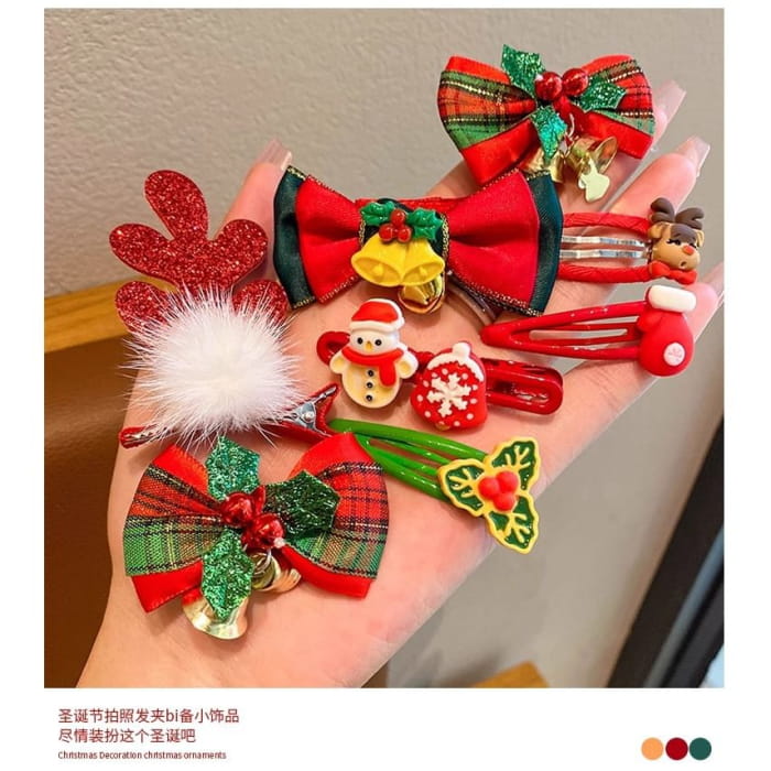 Set of 10: Christmas Cartoon Hair Clip / Tie / Scrunchie