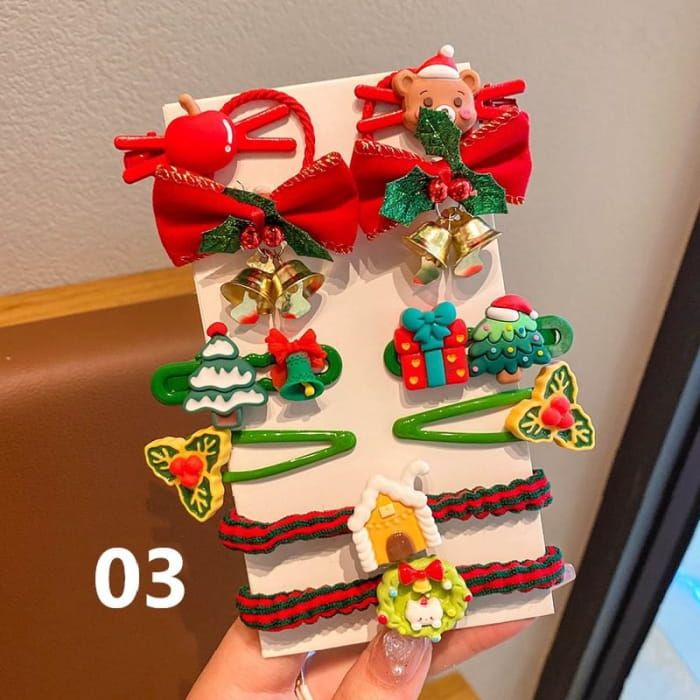 Set of 10: Christmas Cartoon Hair Clip / Tie / Scrunchie