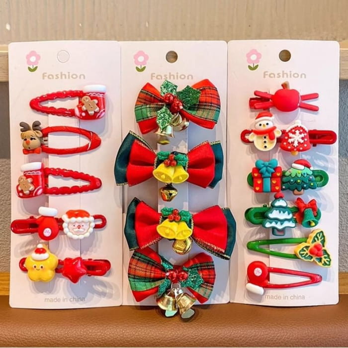 Set of 10: Christmas Cartoon Hair Clip / Tie / Scrunchie