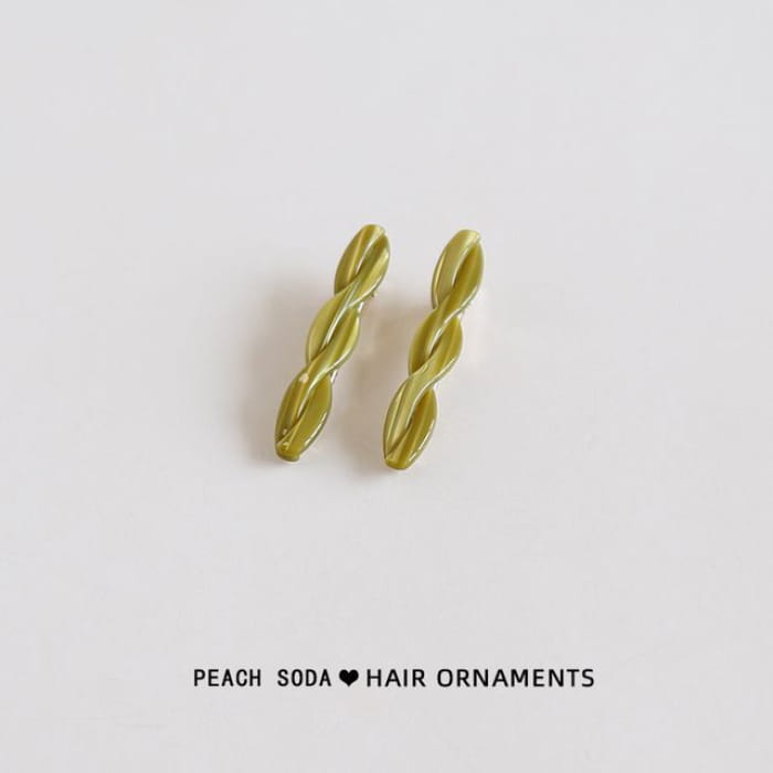 Set of 2: Acetate Hair Clip - Of 2 - Mustard Green