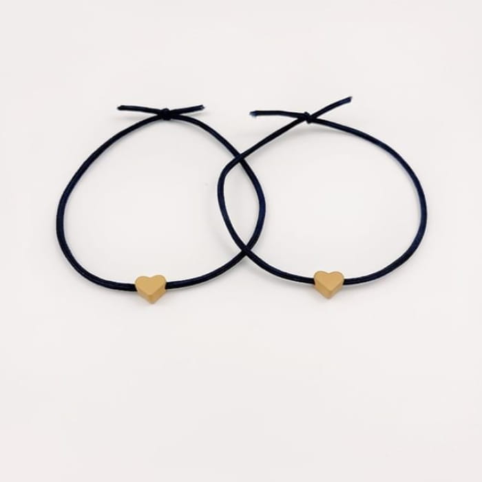 Set of 2: Heart Hair Tie - J2-2 - 2 Pcs - Yellow / One Size