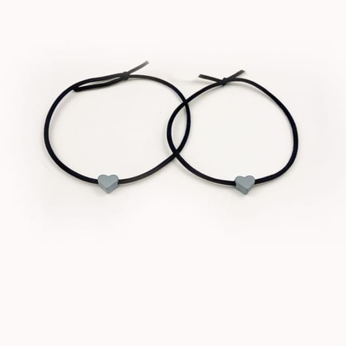 Set of 2: Heart Hair Tie - J2-4 - 2 Pcs - Light Blue