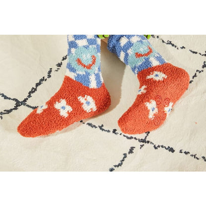 Set of 2 Pairs: Cartoon Print Fluffy Socks