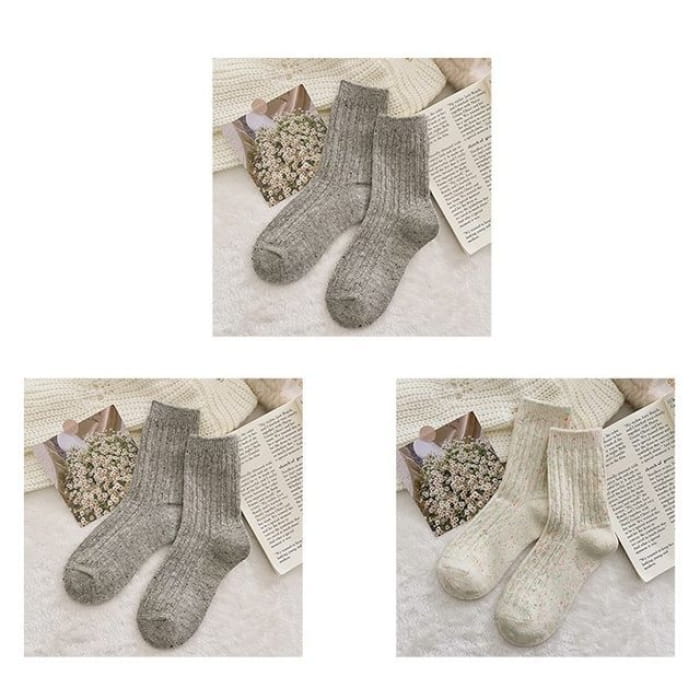 Set of 2 Pairs: Pain Splatter Ribbed Socks - 3 Pairs - Gray