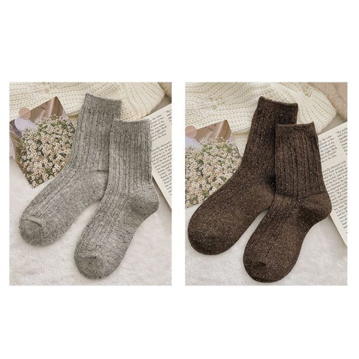 Set of 2 Pairs: Pain Splatter Ribbed Socks - Pairs - Gray &