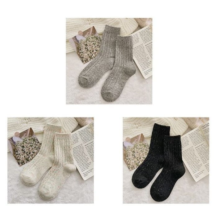 Set of 2 Pairs: Pain Splatter Ribbed Socks - Pairs - Gray &