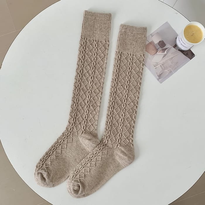 Set of 2 Pairs: Plain Knee High Socks